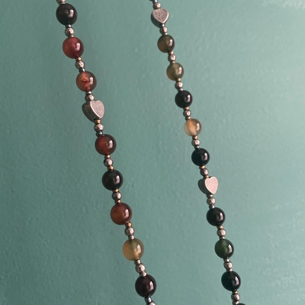Fat Face Multicolor Jewel and Silver Heart Necklace